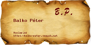 Balko Péter névjegykártya